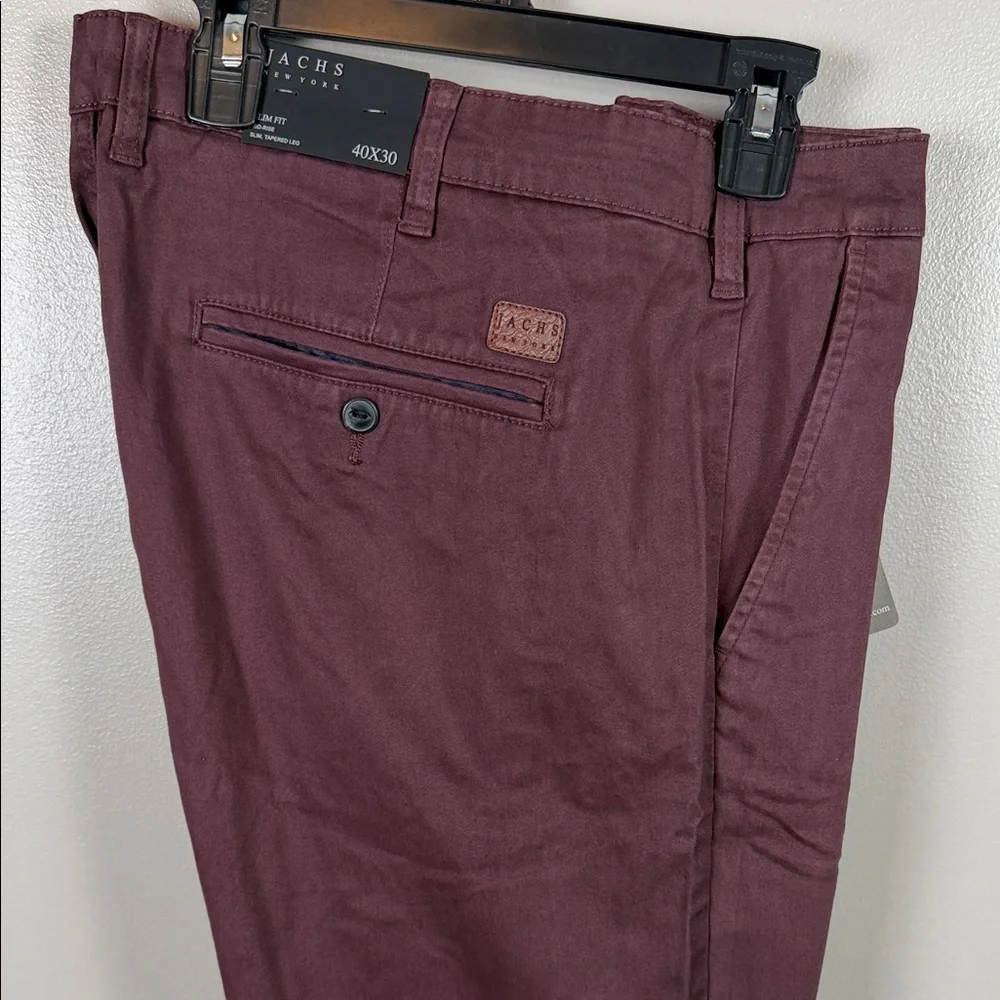 Jachs New York Maroon Slim Fit Mid Rise Chino Pants